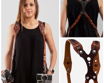 Clydesdale Lite- Dual Tone Handmade Leather Camera Harness Sling & Strap RL Handcrafts. DLSR, Mirrorless, Point N Shoot, Hecho en los Estados Unidos.