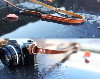 Panje - Eslinga para cámara y correa para el cuello de cuero hecha a mano, ajustable y única RL Handcrafts. DLSR, sin espejo, apuntar y disparar, fabricado en EE. UU.