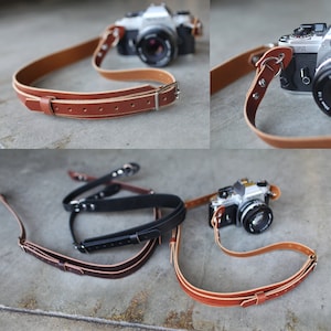 Breton- Single Adjustable Handmade Leather Camera Sling and Neck Strap RL Handcrafts. DLSR, Mirrorless, Point & Shoot, Made in The USA