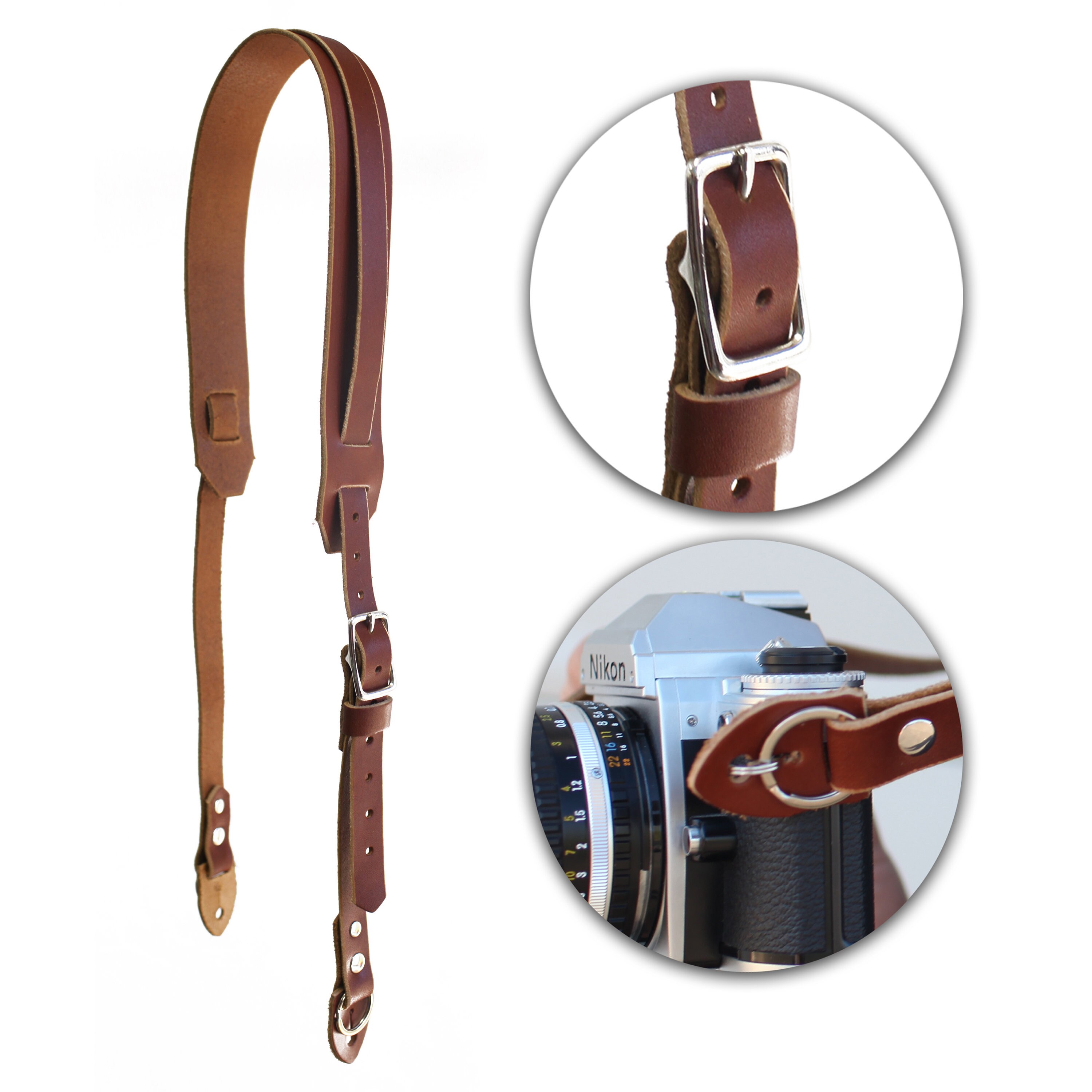 Asil Single Adjustable Handmade Leather Camera Sling and Neck Strap RL