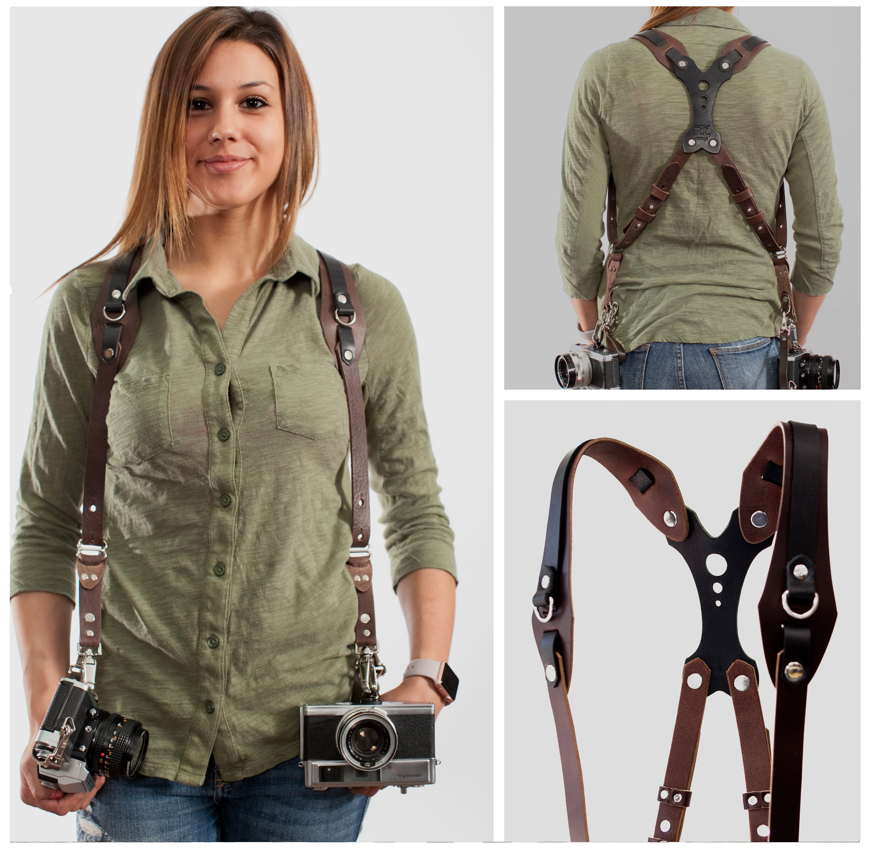 Clydesdale Lite- Dual Tone Handmade Leather Camera Harness Sling