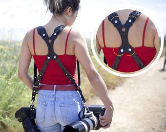 Clydesdale Lite-Dual Handmade Leather Camera Harness Sling & Strap RL Handcrafts. DLSR, Mirrorless, Point N Shoot, Made in The USA.