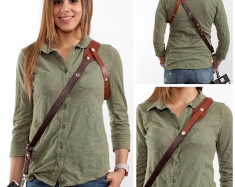 Andino Lite - Tirante de cámara de cuero hecho a mano de doble tono único y artesanía RL de correa. DLSR, sin espejo, Point N Shoot, hecho en los EE.UU.