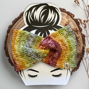 Knit Twisted Ear Warmer / Knit Ear Warmer / Multicolor Ear Warmer / Turban Headband / Fall Color Headband
