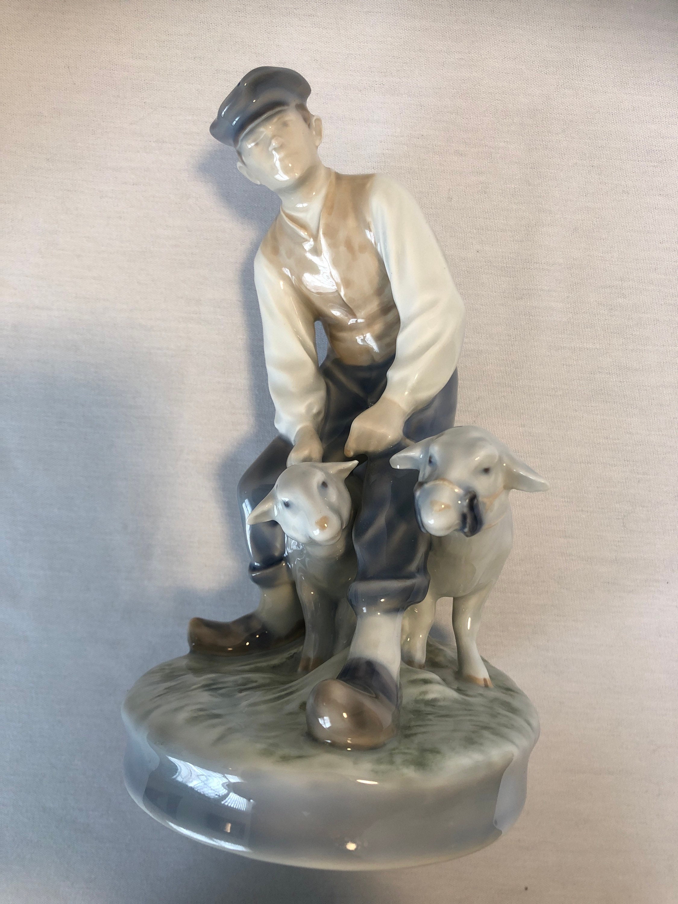 Vintage Royal Copenhagen Figurine 627 Farmer Holding Sleep Etsy