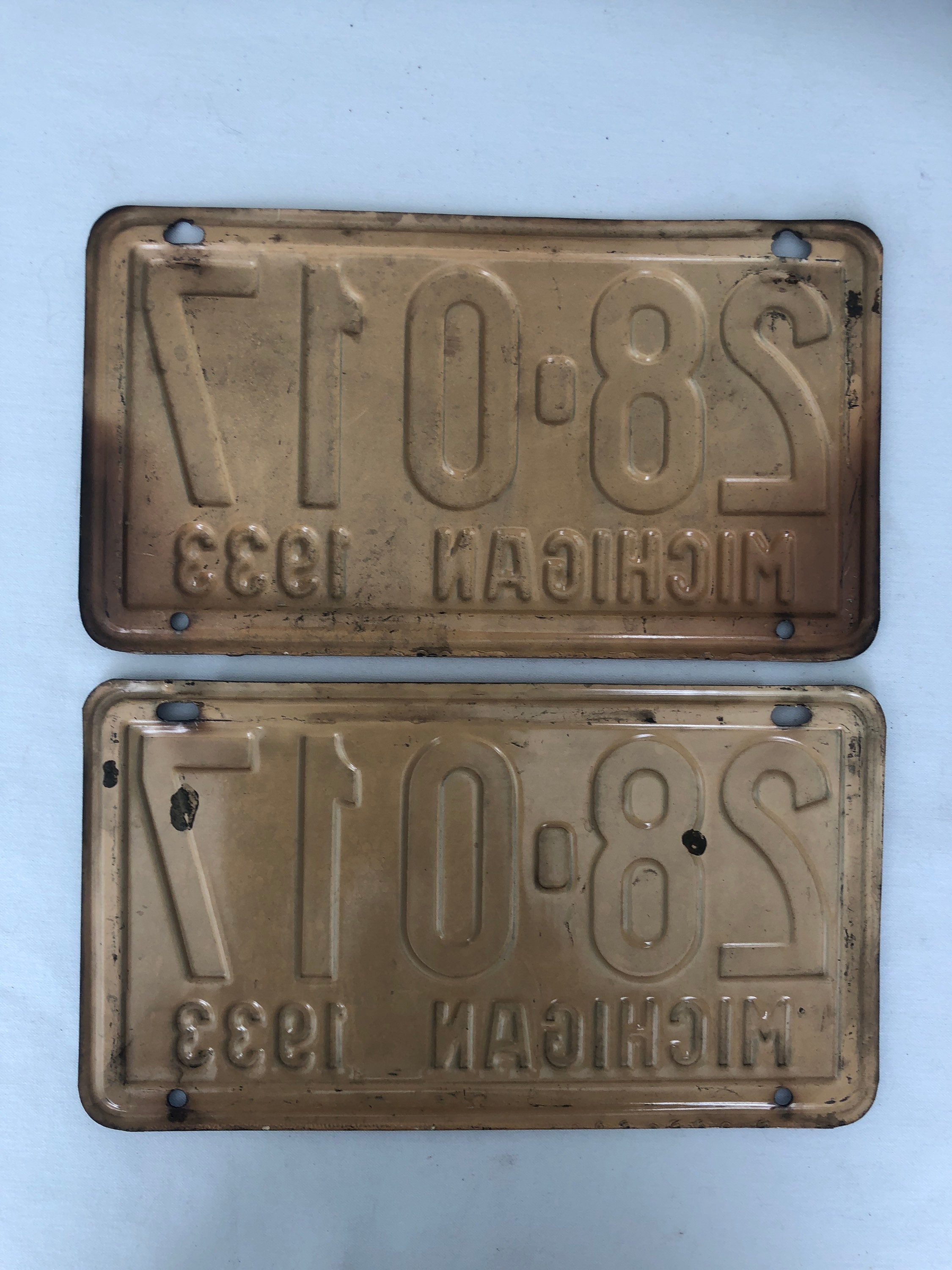 Vintage 1933 Michigan License Plates Set of 2 | Etsy