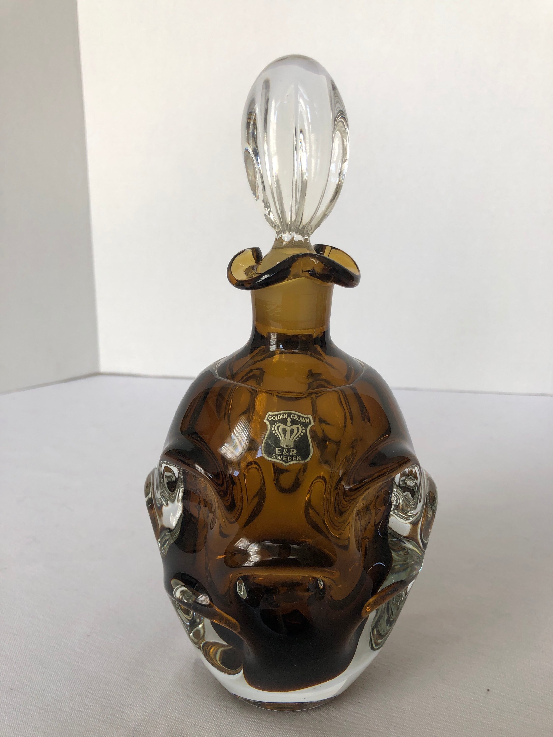 Vintage Golden Crown Decanter with 6 Glasses Etsy