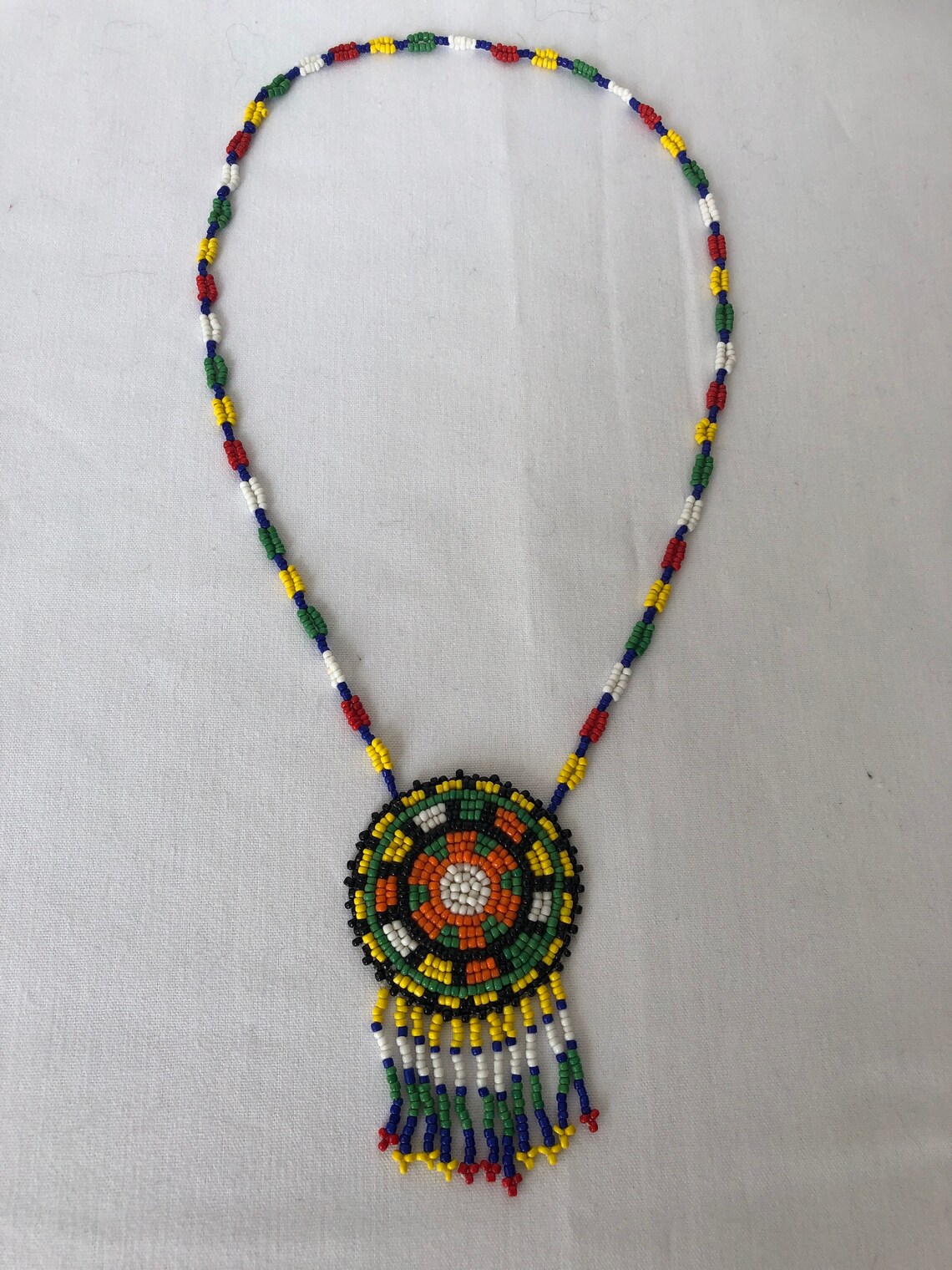 Vintage Handmade Indian Beaded Necklace Etsy