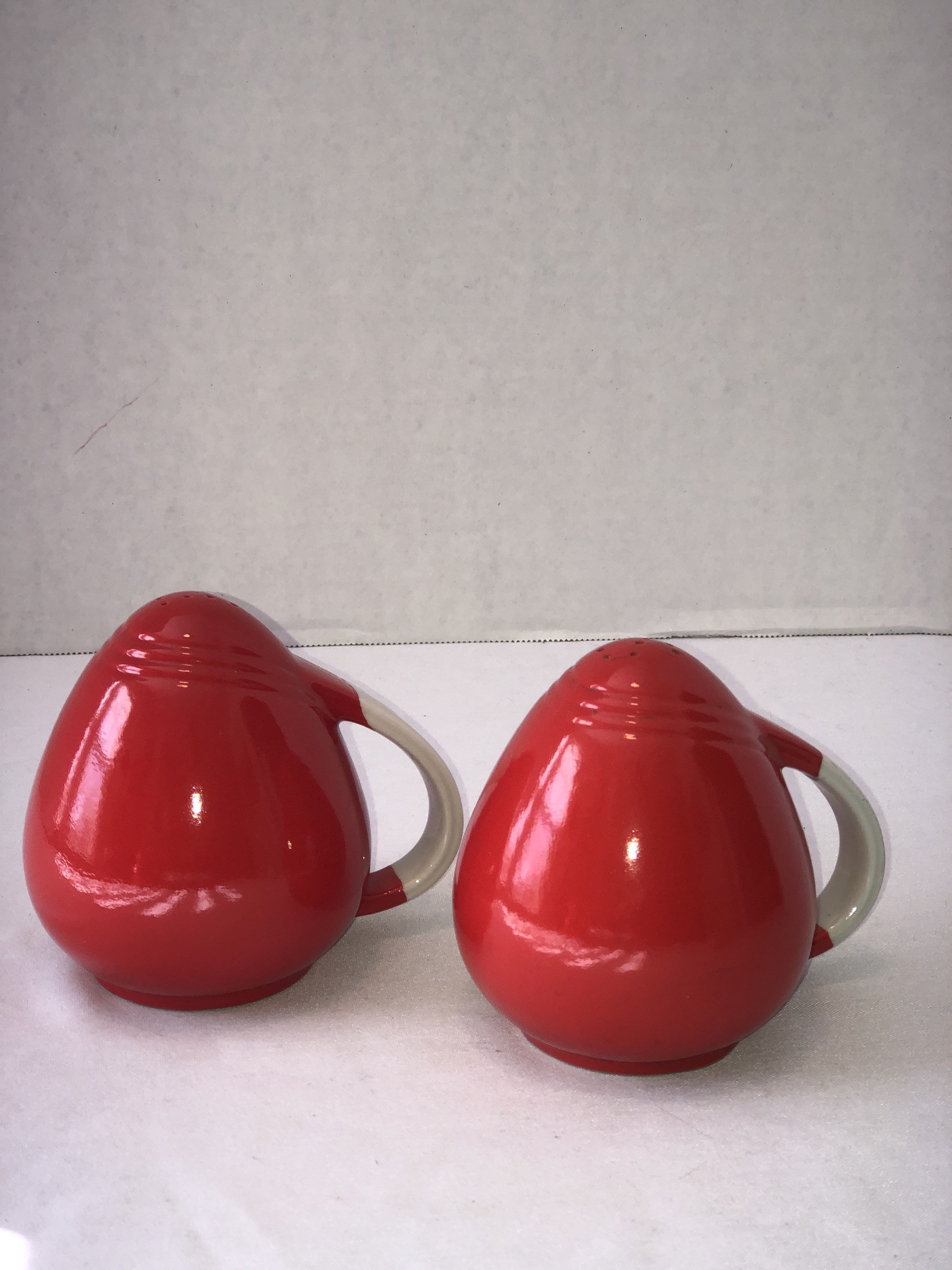 Vintage Mid Century Red Salt and Pepper Shakers Stove Top