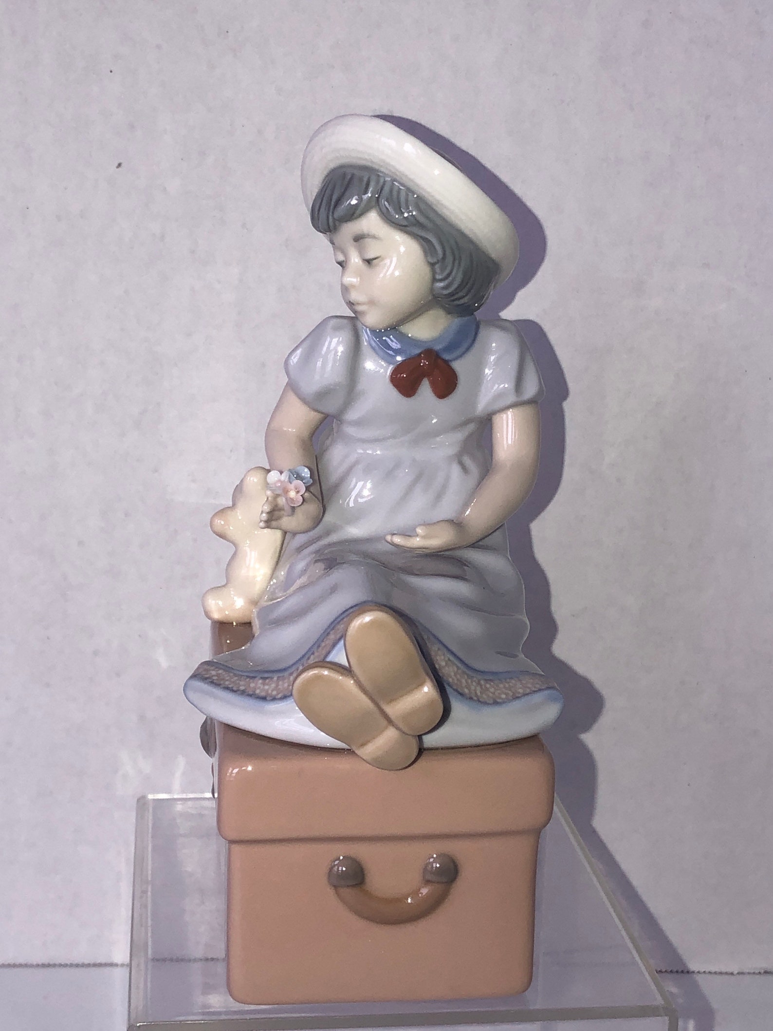 Vintage Nadal Figurine Girl Sitting on Chest Etsy