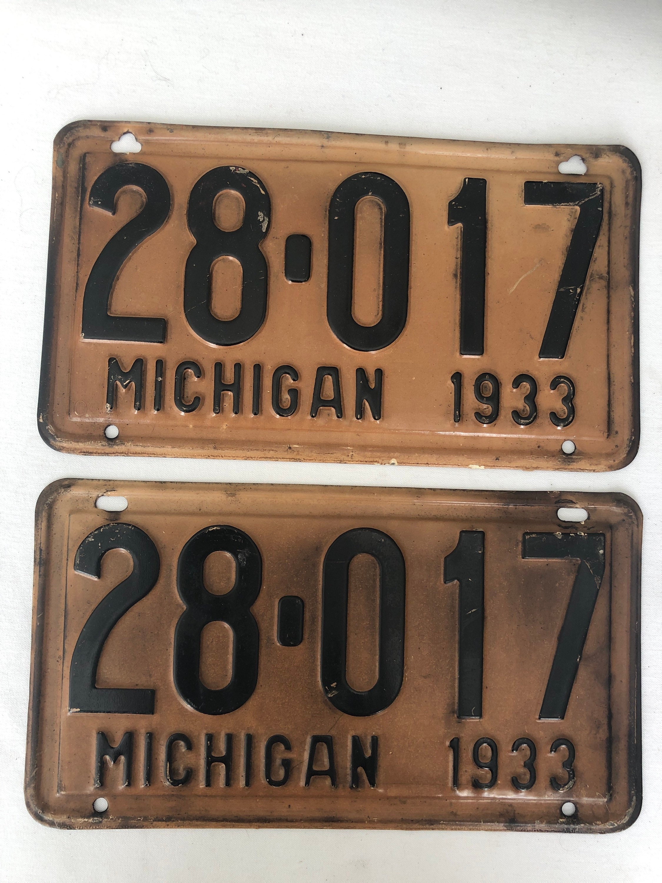 Vintage 1933 Michigan License Plates Set of 2 Etsy