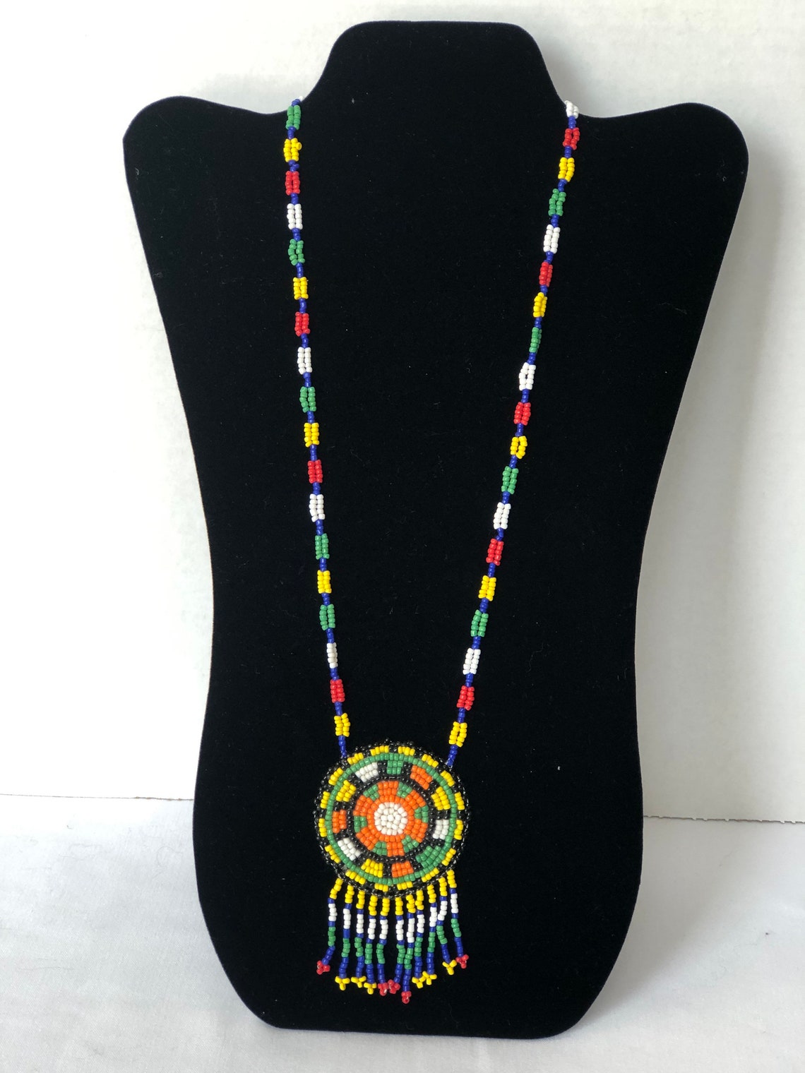 Vintage Handmade Indian Beaded Necklace Etsy