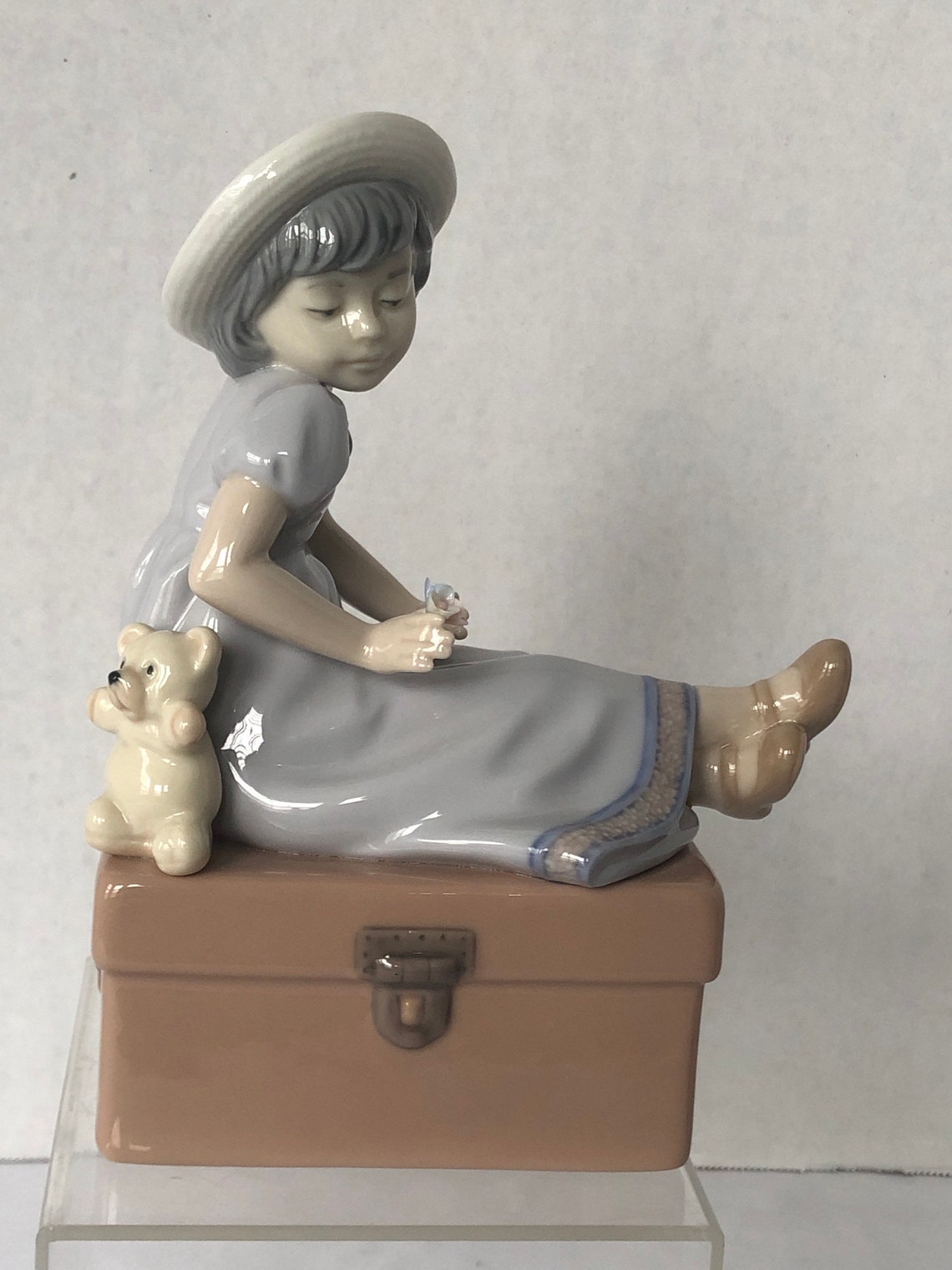 Vintage Nadal Figurine Girl Sitting on Chest Etsy