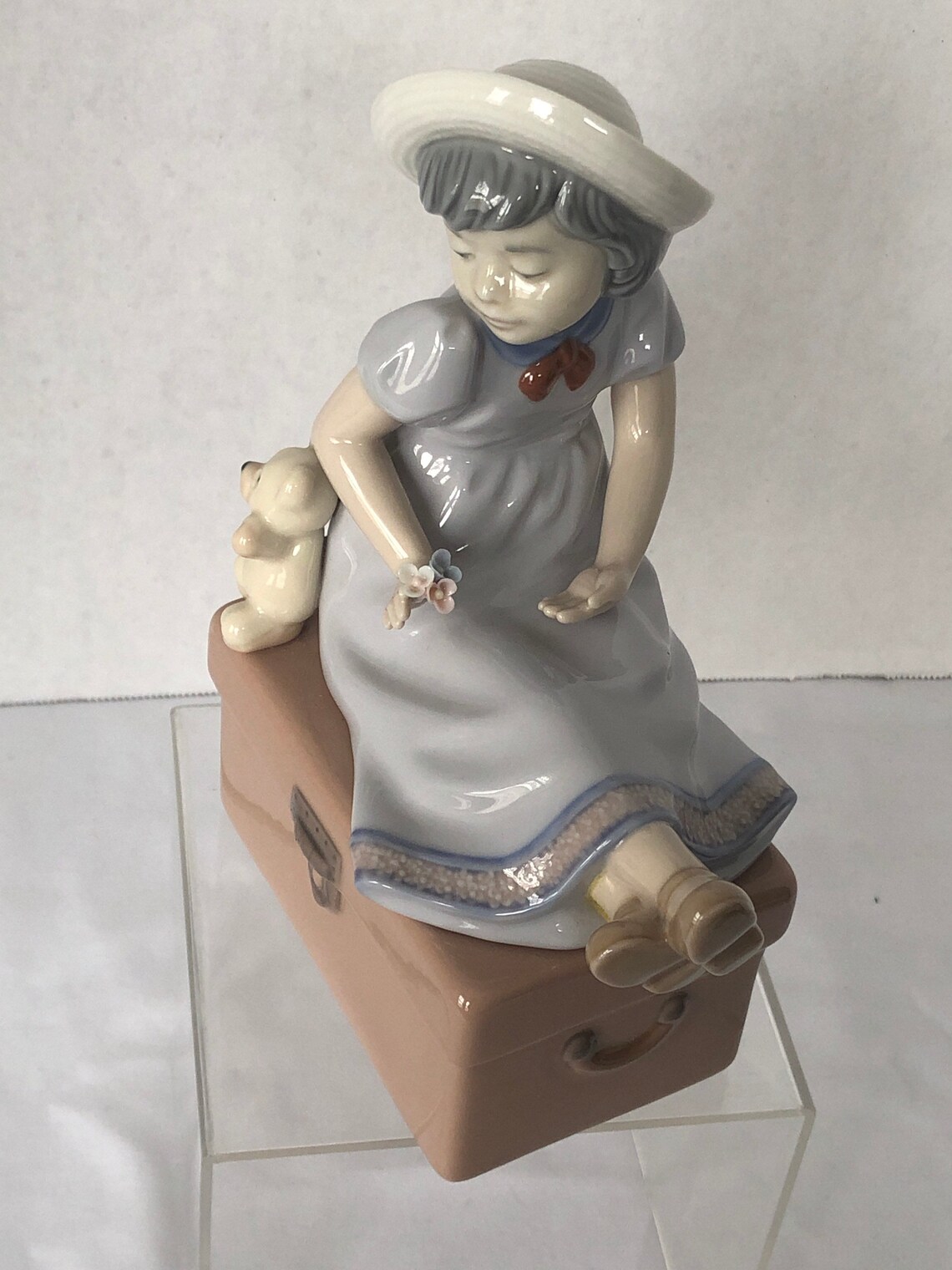 Vintage Nadal Figurine Girl Sitting on Chest Etsy