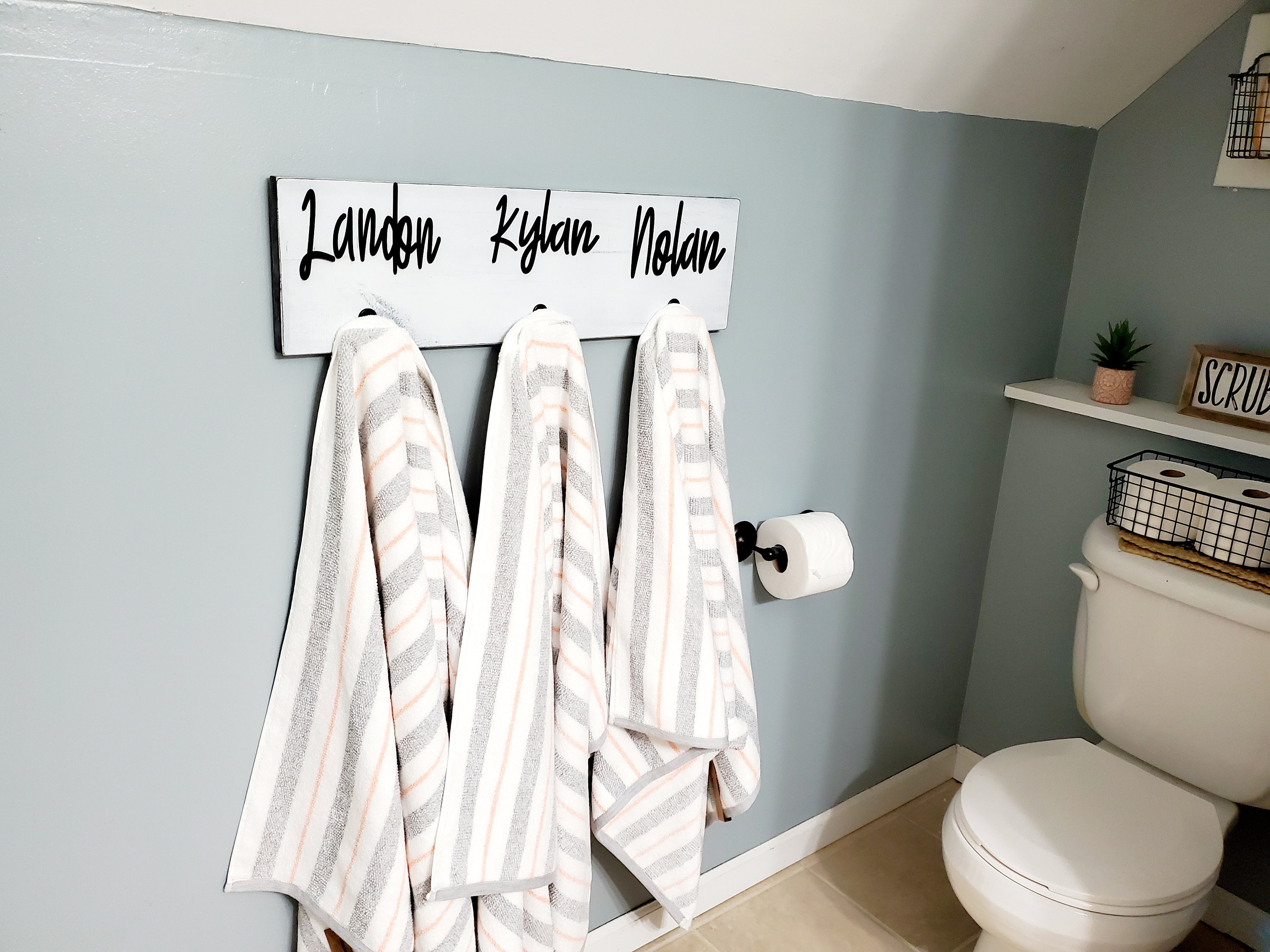 3D Farm Bathroom Decor for Kids Towels, Wood Bathroom Sign, Back