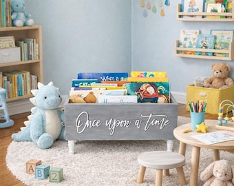 Once upon a time box- Book Box - Book Storage - Kids books - Book caddy - Kids room storage - Bookcase - Playroom Storage- Baby Shower Gift