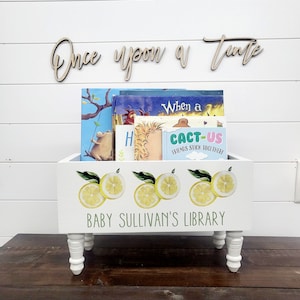 Personalized Children's library box, baby book box, book storage, nursery storage, baby girl gift, baby boy gift, bookcase, baby shower gift