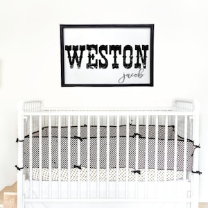 Western theme nursery  wood framed sign - Cowhide last name sign - Western Decor - Wedding Gift - Nursery Decor, Personalized baby sign