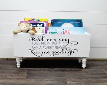 Read me a story, tuck me in tight Book Bin - Book Storage - Books - Toy Storage - Bookcase - Nursery Decor - Baby Shower Gift - Birthday