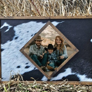 Cowhide wooden frame sign - Cowhide last name sign - Western Decor - Wedding Gift - Anniversary gift