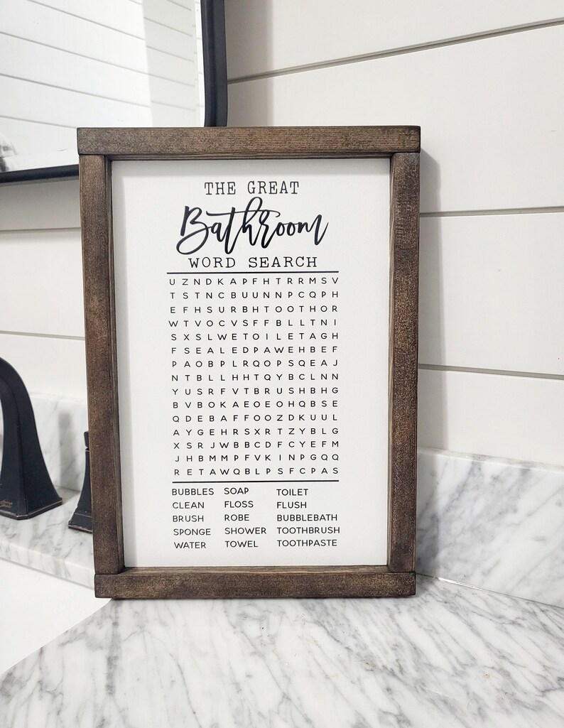 Bathroom Word Search Sign Funny Bathroom Sign Bathroom - Etsy