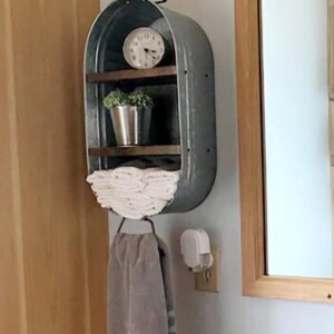 Galvanized Wash Tub With Shelves - Wall Hanging Shelf - Farmhouse Shelf - Rustic Bathroom Shelf - Mudroom or Laundry Shelf image 12