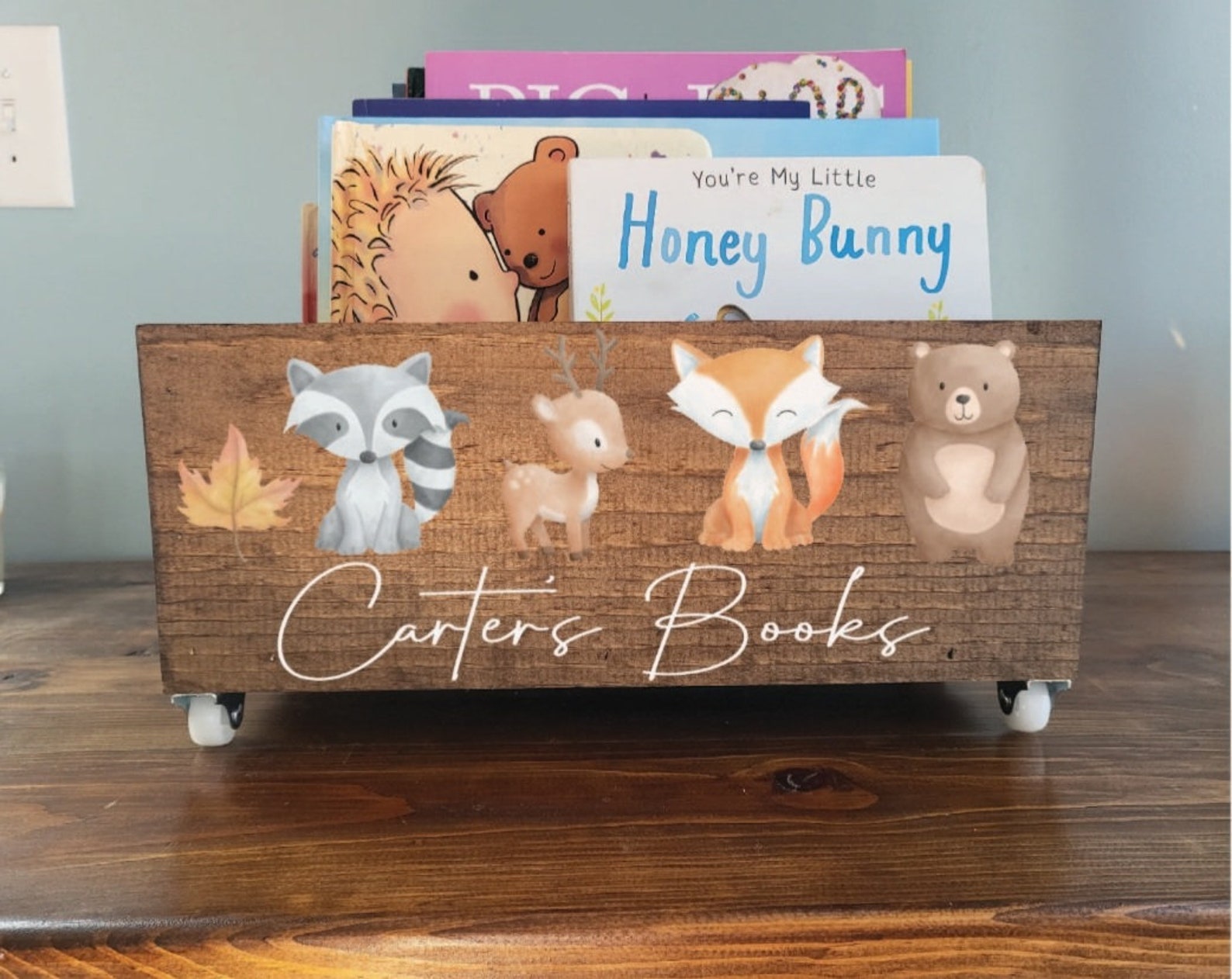 Personalized Woodland Book Library Box Book Box Book Etsy