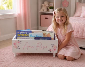 Children's library box, baby book box, book storage, nursery storage, baby girl gift, baby boy gift, bookcase, baby shower gift