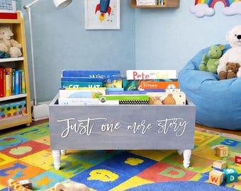 Just one more story Book Bin - Book Storage - Books - Toy Storage - Bookcase - Nursery Decor - Baby Shower Gift - Kids gift