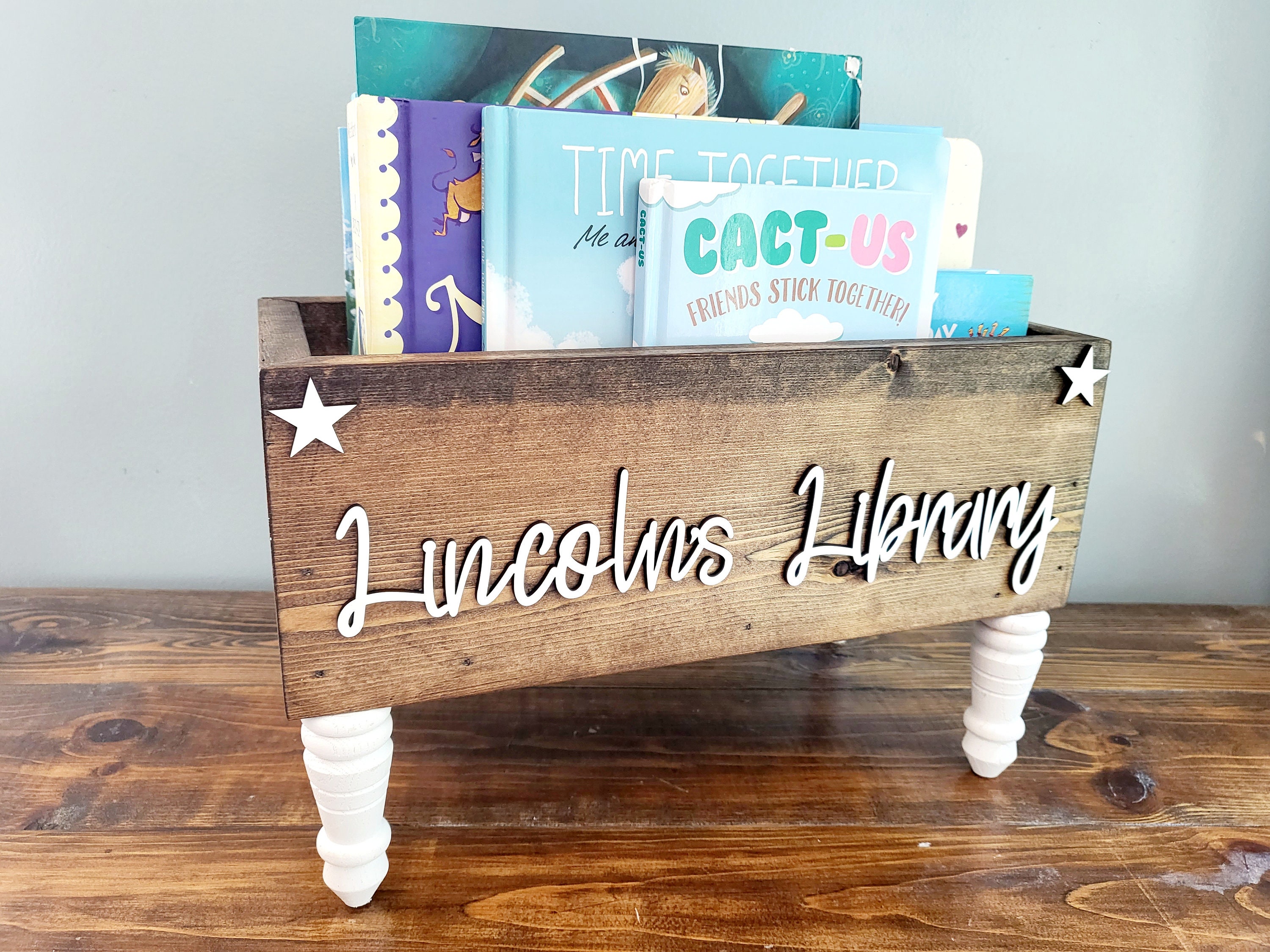 Personalized Children's Library Box, Baby Book Box, Book Storage ...