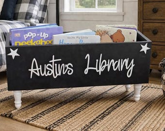 Personalized Children's library box, baby book box, book storage, nursery storage, baby girl gift, baby boy gift, bookcase, baby shower gift
