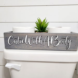 3D Cutie with a booty toilet box - Funny bathroom decor - Rustic Toilet Paper Holder - Farmhouse Bathroom Decor -  Box Above The Toilet