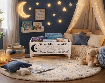 Twinkle Twinkle little star Book Bin - Books - Children's Book storage - Bookcase - Baby Shower Basket - Baby Shower Gift - Nursery Rhymes