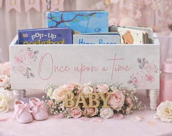 Children's library box, baby book box, book storage, nursery storage, baby girl gift, baby boy gift, bookcase, baby shower gift