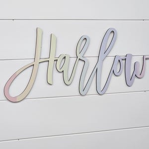 Rainbow wooden name sign, Wood name cutout, Personalized wood letters for girl, Baby name sign, Custom name sign nursery, Girl room decor
