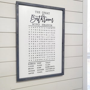 Bathroom Word Search Sign | Funny Bathroom Sign | bathroom sign | Bathroom decor | Bathroom Shelf | Funny bathroom decor | Toilet tray