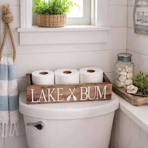 3D Lake Bum Toilet Paper Holder - Cabin Bathroom Decor - Wooden Box - Bathroom Storage Box - Toilet Paper Box - Lakehouse Decor image 3