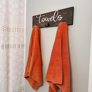 3D Towel hook, Wood Bathroom sign, Back Pack Hooks, Kids Name Sign, Towel Holder, Towel Rack, Bathroom Hooks, Pool storage