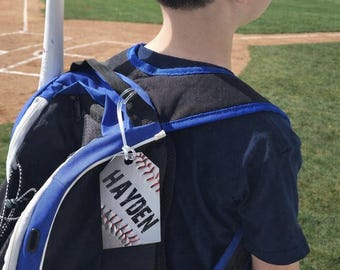 Etichetta per borsa da baseball / Etichetta personalizzata per borsa sportiva / Etichetta personalizzata per baseball / Etichetta per bagaglio / Portachiavi per zaino / Etichetta per zaino