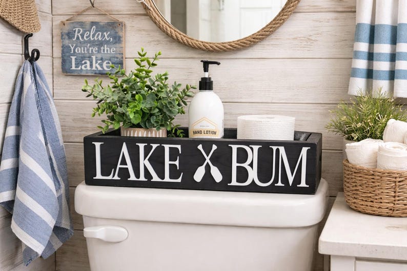3D Lake Bum Toilet Paper Holder - Cabin Bathroom Decor - Wooden Box - Bathroom Storage Box - Toilet Paper Box - Lakehouse Decor image 2