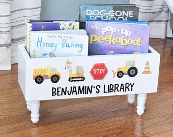 Personalized Book Bin - Book Storage - Baby book box - Toy Storage - Bookcase - First Birthday Gift- Baby Shower Gift - Book Library