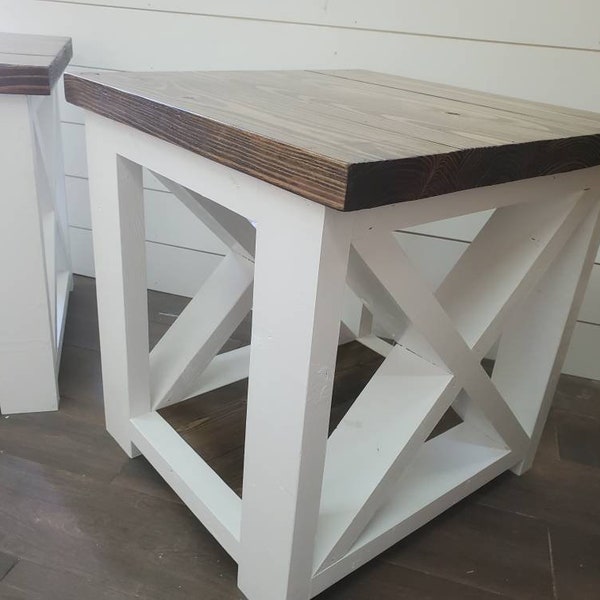 Farmhouse End Table Etsy