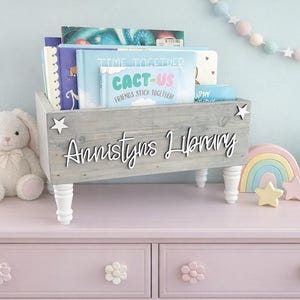 Personalized 3d Book Library box- Book Box - Book Storage - Kids books - Book caddy - Kids room storage