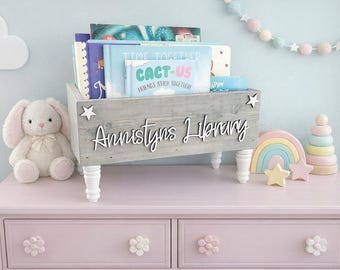 Personalized 3d Book Library box- Book Box - Book Storage - Kids books - Book caddy - Kids room storage