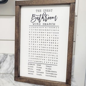Bathroom Word Search Sign | Funny Bathroom Sign | Bathroom Sign ...