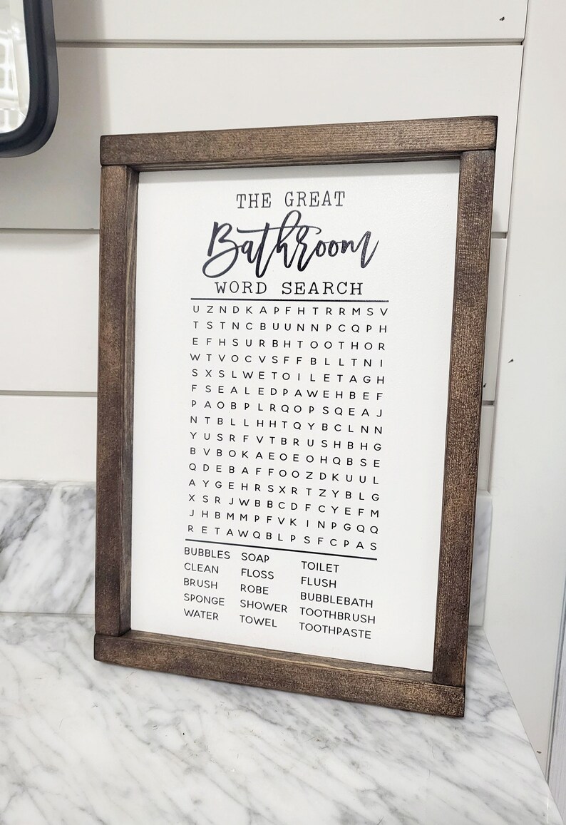 Bathroom Word Search Sign Funny Bathroom Sign Bathroom - Etsy
