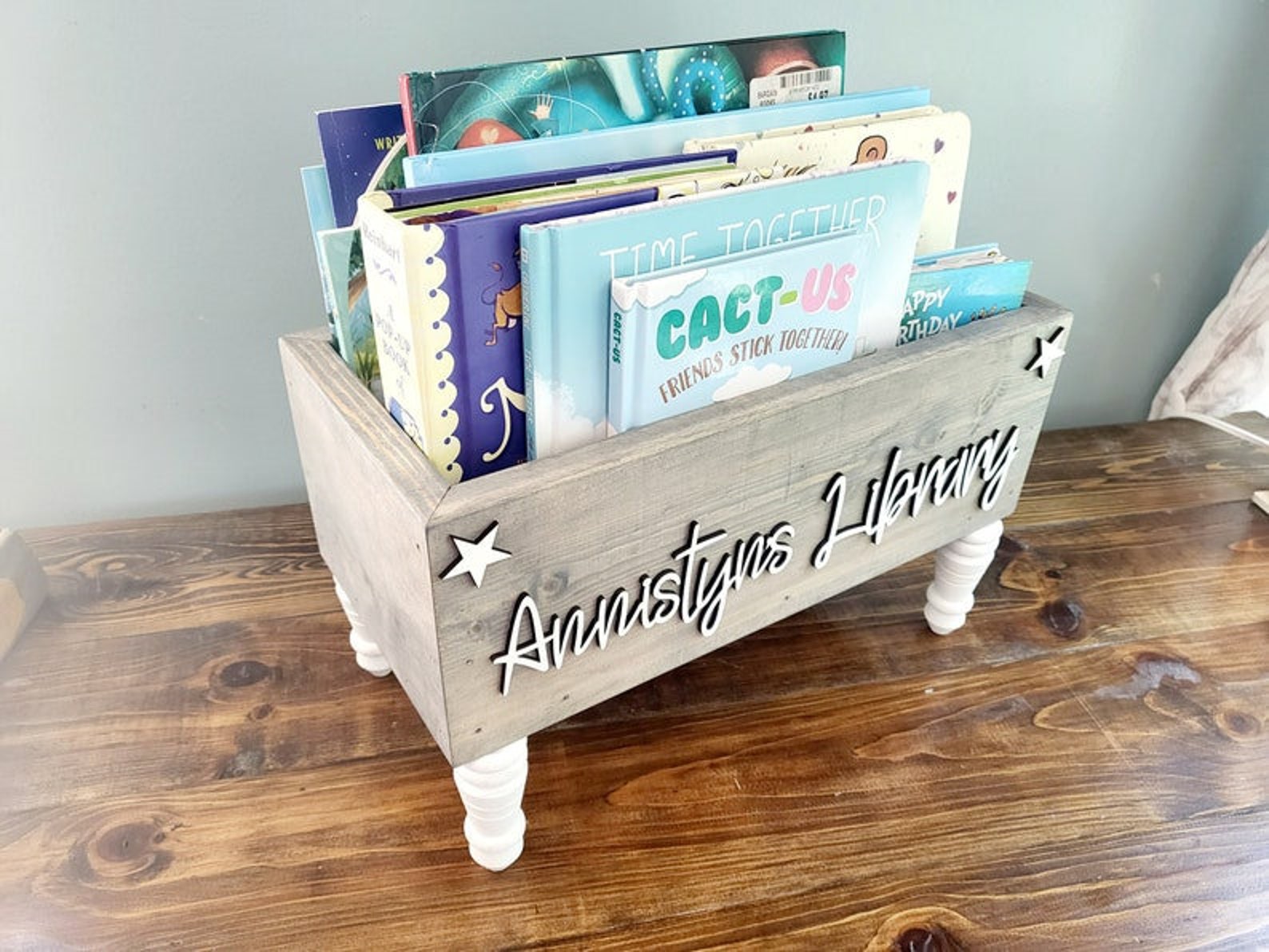Personalized Children's Library Box, Baby Book Box, Book Storage ...