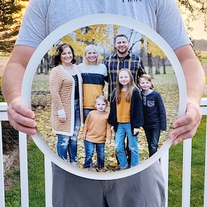 Wood Framed Photo | Custom photo print | Picture on Wood | Photo on wood | Wood Round Prints | Framed Wood Photo | Family Photo on Wood