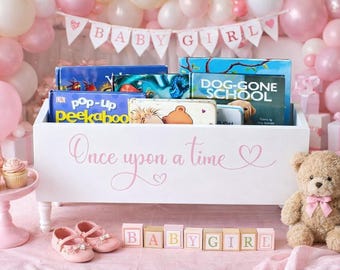 Once Upon a Time book box, Nursery decor, Book bin, Baby gift, Toy box, Book storage, Kids room, Baby shower, Kids bookcase,Personalized box
