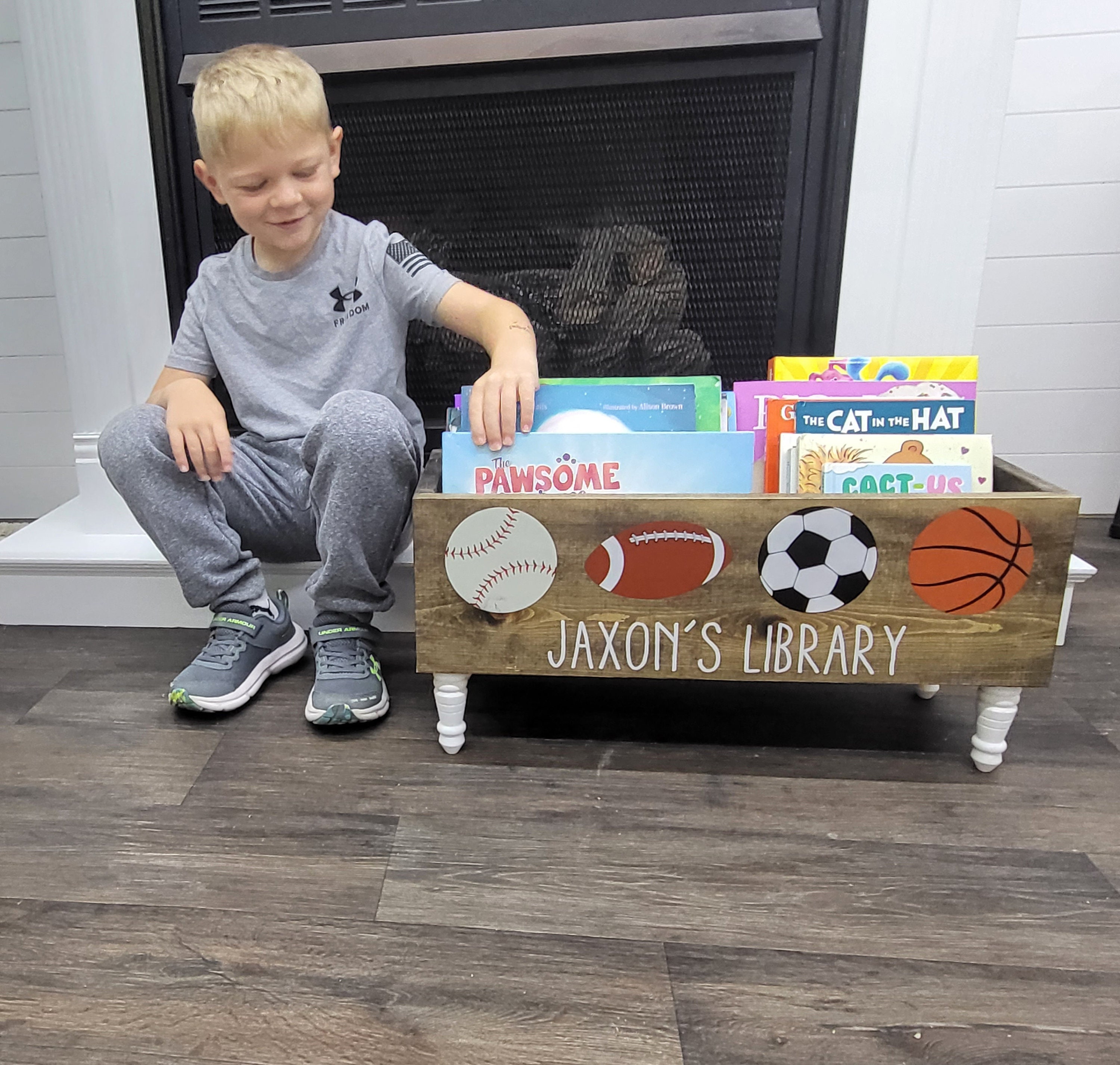 Personalized Children's Library Box, Book Box, Book Storage, Nursery ...
